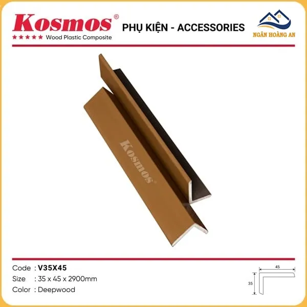 Nẹp Góc V Gỗ Nhựa Ngoài Trời Kosmos Phủ ASA V35X45
